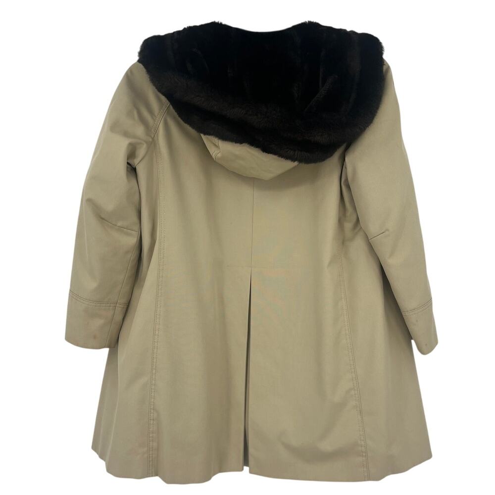 Vtg 80s Country Pacer Fur Trimmed Womens Coat Sz L 90s Heritage Old Money Safari - Picture 4 of 10
